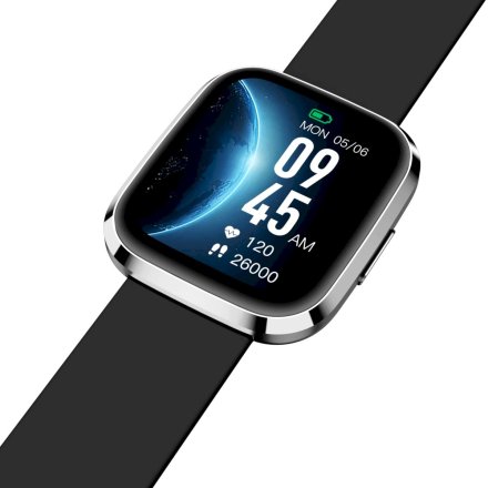 Smartwatch Garett GRC Style srebrny z czarnym paskiem 5904238484890