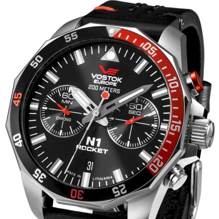 Zegarek Męski Vostok Europe Rocket N-1 Chrono czarno-czerwony 6S21-225A707