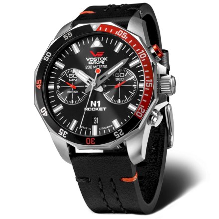 Zegarek Męski Vostok Europe Rocket N-1 Chrono czarno-czerwony 6S21-225A707