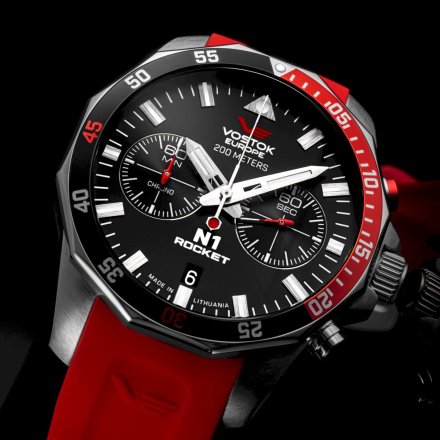 Zegarek Męski Vostok Europe Rocket N-1 Chrono czarno-czerwony 6S21-225A707