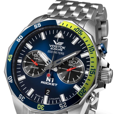 Zegarek Męski Vostok Europe Rocket N-1 Chrono granatowy z bransoletką 6S21-225A708B