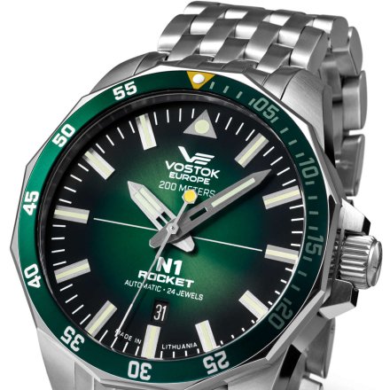 Zegarek Męski Vostok Europe Rocket N-1 Automatic zielony z bransoletą NH35A-225A710B