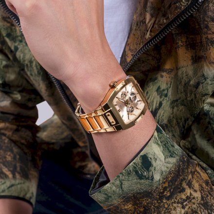 Złoty zegarek Męski Guess Phoenix z bransoletą GW0456G2