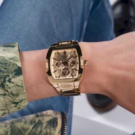 Złoty zegarek Męski Guess Phoenix z bransoletą GW0456G2