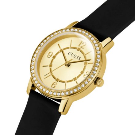 Złoty zegarek Guess Melody z czarnym paskiem GW0469L3