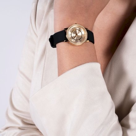 Złoty zegarek Guess Melody z czarnym paskiem GW0469L3