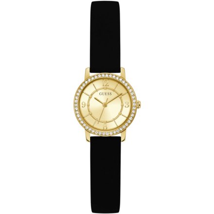 Złoty zegarek Guess Melody z czarnym paskiem GW0469L3