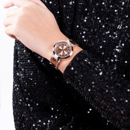 Różowozłoty zegarek Guess Clear prześwitujący GW0470L3