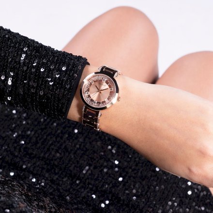 Różowozłoty zegarek Guess Clear prześwitujący GW0470L3