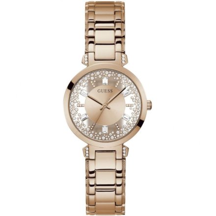 Różowozłoty zegarek Guess Clear prześwitujący GW0470L3