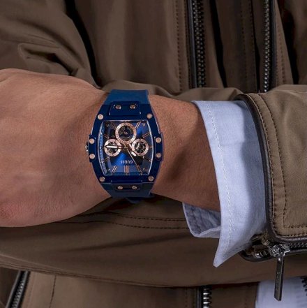 Niebieski zegarek Męski Guess Phoenix z paskiem GW0203G7