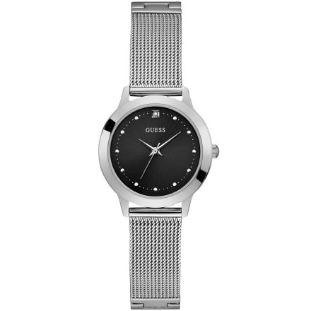 Srebrny zegarek damski Guess Chelsea z siateczkową bransoletką W1197L1