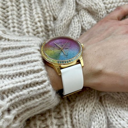 Kolorowy zegarek damski Guess Unity z białym paskiem GW0589L1