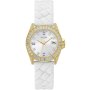 Złoty zegarek damski Guess Opaline z białym paskiem GW0585L2