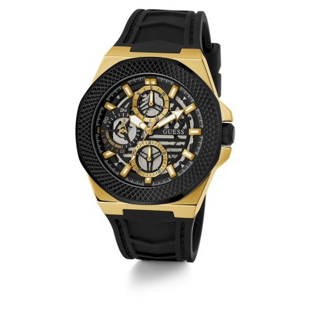Złoto-czarny zegarek męski Guess Front-Runner z paskiem GW0577G2