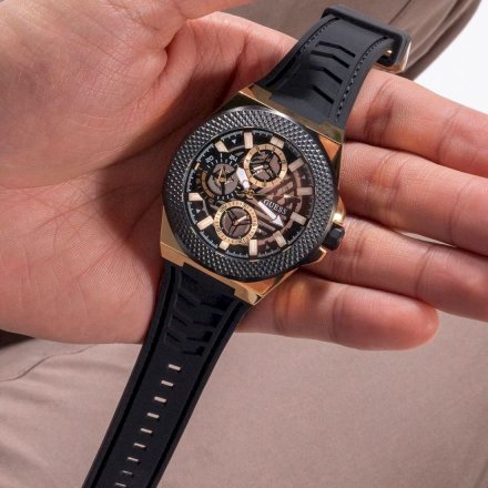 Złoto-czarny zegarek męski Guess Front-Runner z paskiem GW0577G2