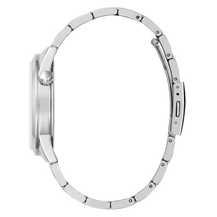 Srebrny zegarek Guess Max z czarną tarczą i srebrną bransoletką GW0493G1