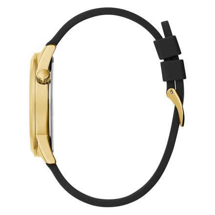 Złoty zegarek Guess Max z czarną tarczą i czarnym paskiem GW0494G2