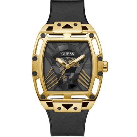 Złoty zegarek męski Guess Legend z czarnym paskiem GW0500G1