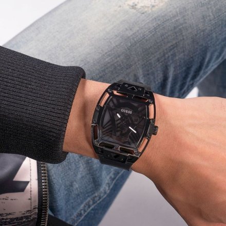 Czarny zegarek męski Guess Legend z czarnym paskiem GW0500G2