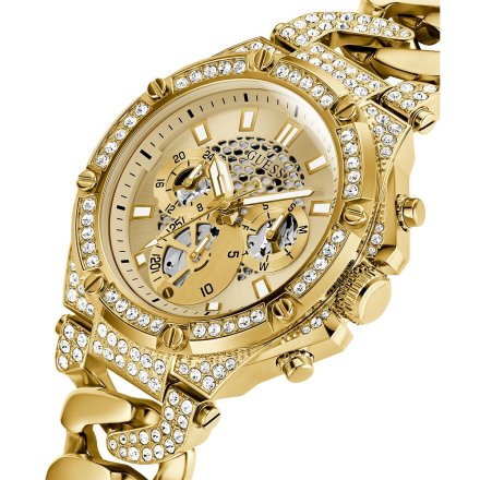 Złoty zegarek Męski Guess Baron z bransoletą GW0517G2