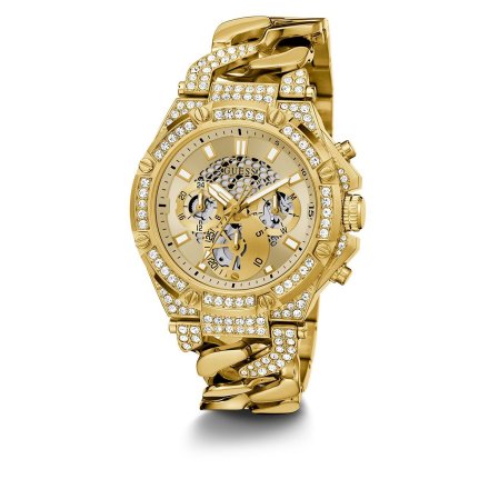 Złoty zegarek Męski Guess Baron z bransoletą GW0517G2