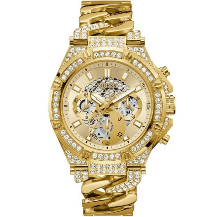 Złoty zegarek Męski Guess Baron z bransoletą GW0517G2