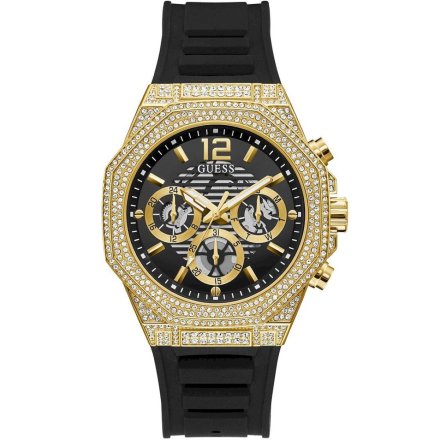 Złoto-czarny zegarek męski Guess Momentum z czarnym paskiem GW0518G2