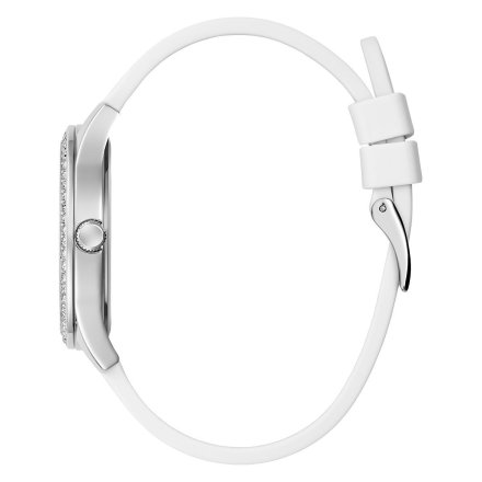 Srebrny zegarek Guess Idol z białym paskiem GW0530L5