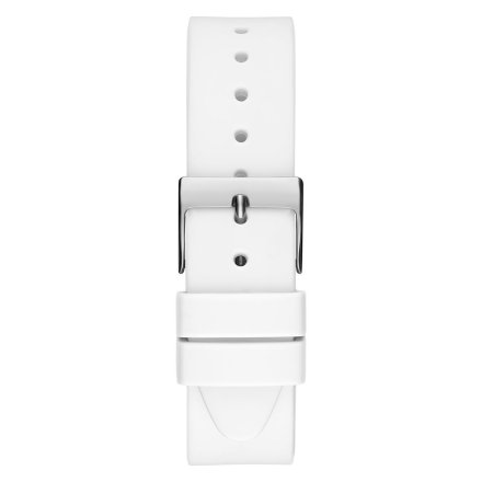 Srebrny zegarek Guess Idol z białym paskiem GW0530L5