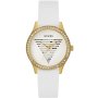 Złoty zegarek Guess Idol z białym paskiem GW0530L6