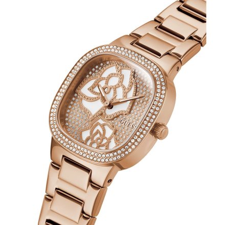 Różowozłoty zegarek Guess Rose Bud z różą i kryształkami GW0544L4