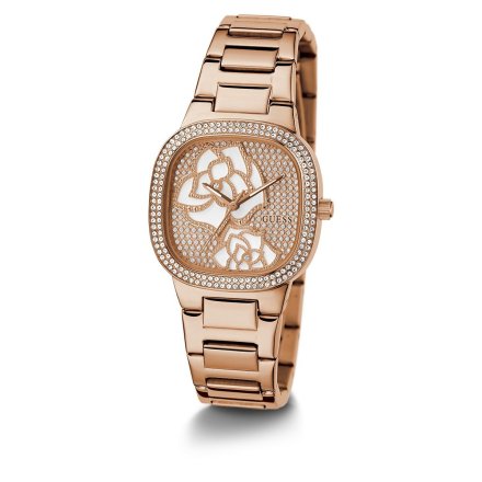 Różowozłoty zegarek Guess Rose Bud z różą i kryształkami GW0544L4