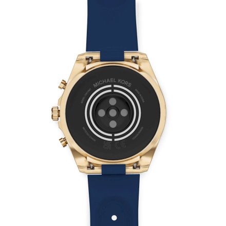Złoty smartwatch Michael Kors Bradshaw 6 GEN z granatowym paskiem MKT5152
