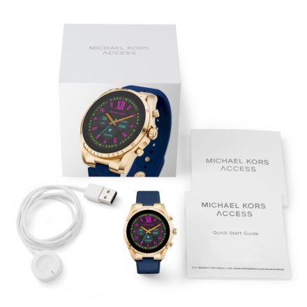 Złoty smartwatch Michael Kors Bradshaw 6 GEN z granatowym paskiem MKT5152