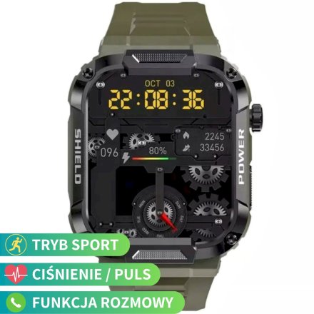 Smartwatch z funkcją rozmowy wojskowy Rubicon RNCF07 SMARUB217