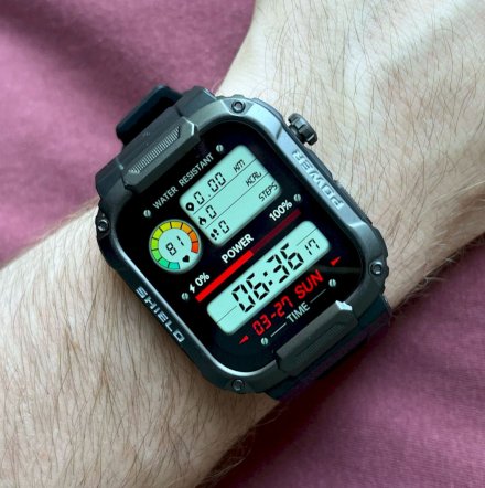 Smartwatch z funkcją rozmowy czarny wojskowy Rubicon RNCF07 SMARUB216