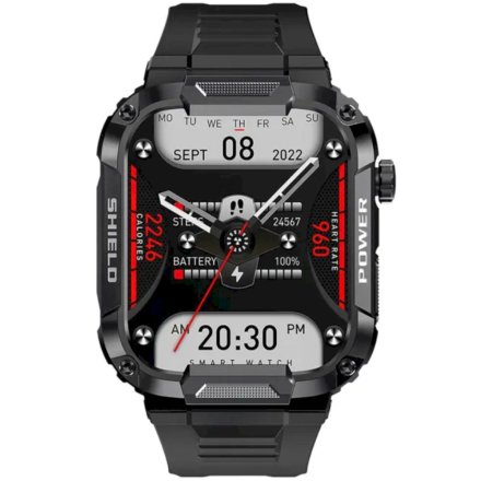 Smartwatch z funkcją rozmowy czarny wojskowy Rubicon RNCF07 SMARUB216