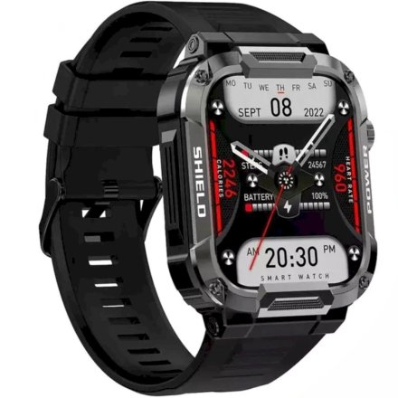 Smartwatch z funkcją rozmowy czarny wojskowy Rubicon RNCF07 SMARUB216