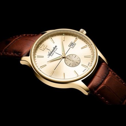 Męski zegarek Adriatica Super de Luxe złoty z brązowym paskiem A8339.1B51Q