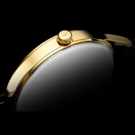 Męski zegarek Adriatica Super de Luxe złoty z brązowym paskiem A8339.1B51Q