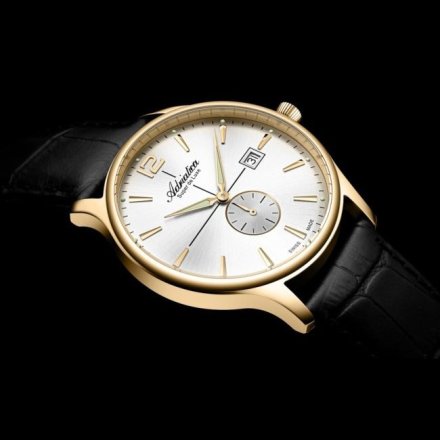 Męski zegarek Adriatica Super de Luxe złoty z czarnym paskiem A8339.1253Q