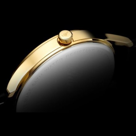 Męski zegarek Adriatica Super de Luxe złoty z czarnym paskiem A8339.1253Q
