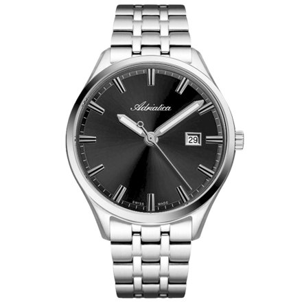 Szwajcarski zegarek męski Adriatica z czarną tarczą A8330.5114Q