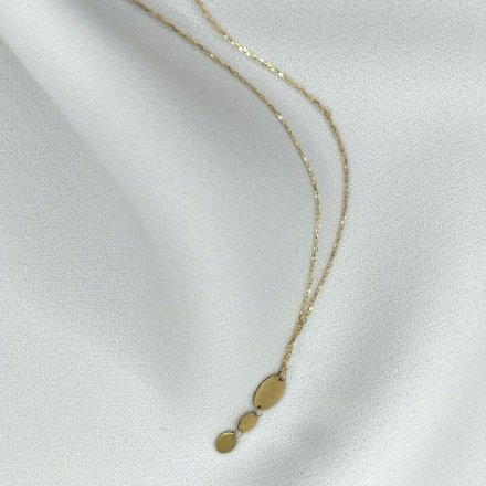 Złoty naszyjnik z potrójną owalną zawieszką 40 cm • ZŁOTO 585 1.33g
