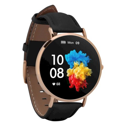 Smartwatch Garett Verona złoto-czarny skórzany 5904238485477