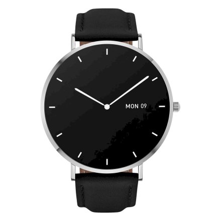 Smartwatch Garett Verona srebrno-czarny skórzany