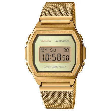 Złoty zegarek Casio Vintage w stylu Retro w zestawiez bransoletą A1000MGN-9ER