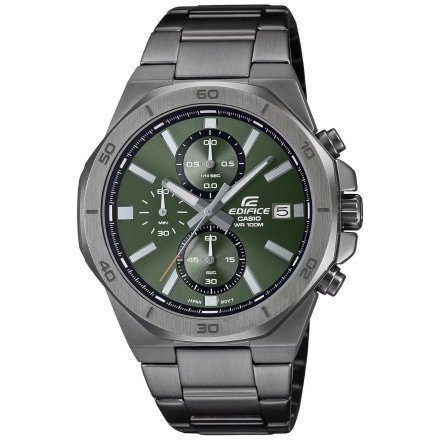Grafitowy zegarek Męski Casio Edifice z zieloną tarczą EFV-640DC-3AVUEF