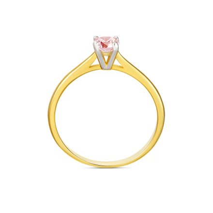 Złoty pierścionek klasyczny z delikatnym różowym kryształem r.16 • Złoto 333